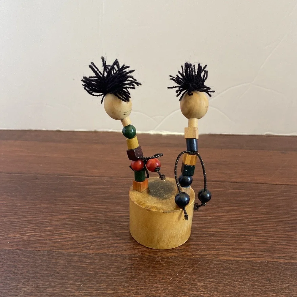 Vintage Wooden Painted Push Button Moving Dancing  Figurine 4